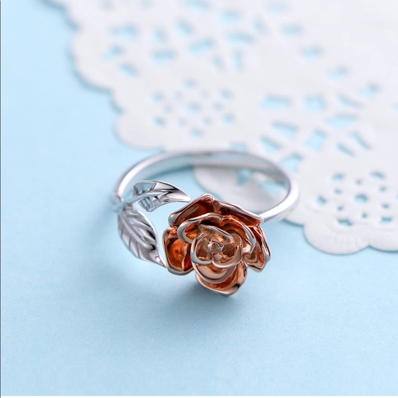Solid 925 Sterling Silver Rose Flower Ring - Picture 5 of 6